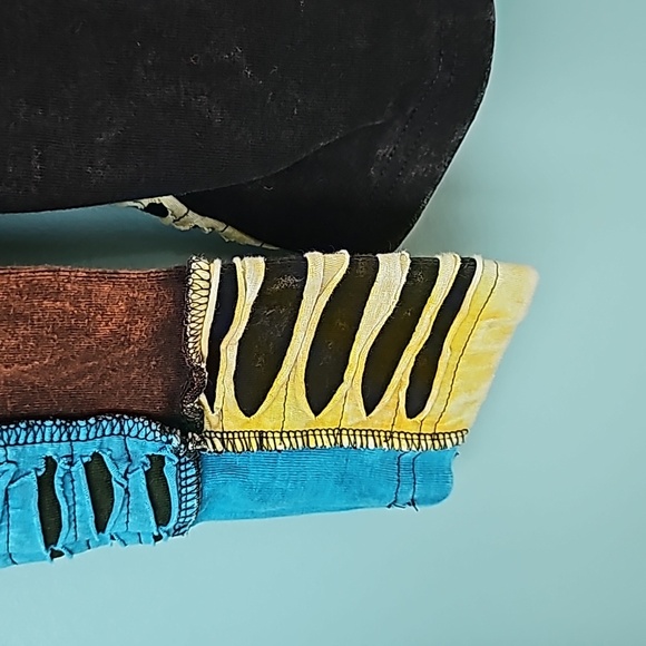 SEVENTH AVENUE | Hippie Patchwork Razor Cut Gypsy Hooded Jacket Bohemian, Size M - Picture 7 of 9